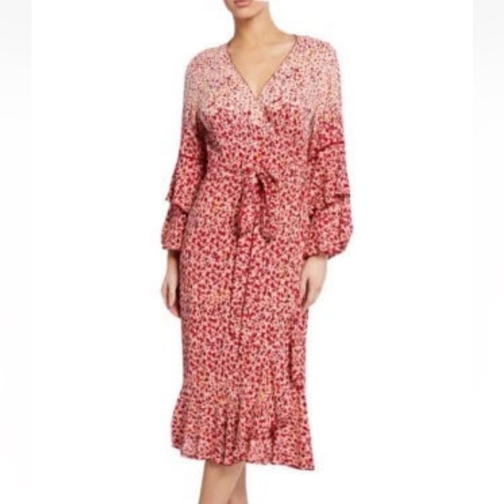 Poupette St. Barth Paloma Floral Wrap Midi Dress NWOT